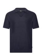 Tempio Tops Knitwear Short Sleeve Knitted Polos Blue BOSS