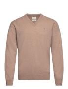 Superfine Lambswool V-Neck Tops Knitwear V-necks Beige GANT