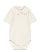 Body Ss Pointelle Bodies Short-sleeved Cream En Fant