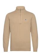 Blu Halfzip Jumper Tops Knitwear Half Zip Jumpers Beige Double A By Wo...