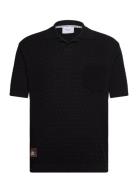 Blackjack Negroni Polo Tops Knitwear Short Sleeve Knitted Polos Black ...