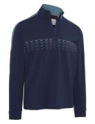 1/4 Zip Blocked Chev Pullover Tops Knitwear Half Zip Jumpers Navy Call...