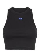 Baby Tank_B Tops Crop Tops Sleeveless Crop Tops Black HUGO BLUE