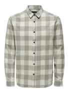 Onsgudmund Ls Checked Shirt Noos Tops Shirts Casual Beige ONLY & SONS