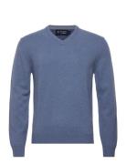 Lambswool V Neck Tops Knitwear V-necks Blue Hackett London