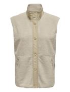 Onpfly Hn Button Teddy Waistcoat Vests Knitted Vests Cream Only Play