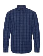 Ls Cttn Indigo Plaid Tops Shirts Casual Blue Original Penguin