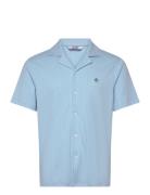 Ss Camp Org Cttn Dro Tops Shirts Short-sleeved Blue Original Penguin