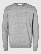 Slhberg Crew Neck B Tops Knitwear Round Necks Grey Selected Homme