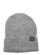 Monogram Rib Beanie Accessories Headwear Hats Beanie Grey Calvin Klein