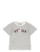 Striped Cotton T-Shirt Tops T-shirts Short-sleeved White Mango