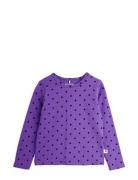 Polka Dot Ls Tee Tops T-shirts Long-sleeved T-shirts Purple Mini Rodin...