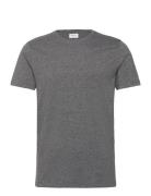 Mouliné O-Neck Tee S/S Tops T-shirts Short-sleeved Grey Lindbergh