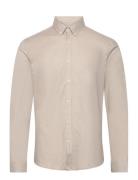 Yarn Dyed Oxford Superflex Shirt L/ Tops Shirts Casual Beige Lindbergh