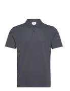 Slim-Fit Cotton Piqué Textured Polo Shirt Tops Polos Short-sleeved Gre...