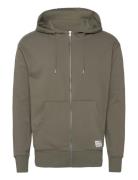 Sdlenz Zipper Sw Tops Sweat-shirts & Hoodies Hoodies Khaki Green Solid