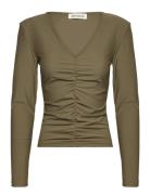 Blouse Tops Blouses Long-sleeved Khaki Green Sofie Schnoor