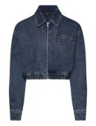 Crop Bomber Denim Jacket Dongerijakke Denimjakke Blue Bardot