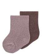 Nbfwakta Wo/Vi 2P Sock Sokker Strømper Purple Name It