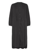 Lauren Shirtdress Poplin Knelang Kjole Black Moshi Moshi Mind