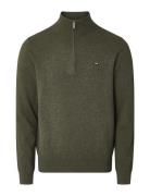 Clay Cotton Half-Zip Sweater Tops Knitwear Half Zip Jumpers Green Lexi...