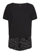 Pj Short Loosefit Flowers Pyjamas Black Hunkemöller