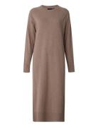 Ivana Cotton/Cashmere Blend Knitted Dress Maxikjole Festkjole Brown Le...