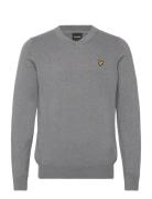 Cotton Merino V Neck Jumper Tops Knitwear V-necks Grey Lyle & Scott