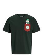 Jjxmas Pocket Tee Ss Crew Neck Tops T-shirts Short-sleeved Green Jack ...