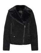 Awa Shearling Suede Biker Skinnjakke Skinnjakke Brown Jofama