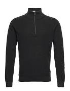 Bhcodford Halfzip Knit Noos Tops Knitwear Half Zip Jumpers Black Blend