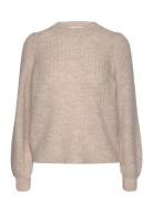 Slflulu Ls Structure Knit O-Neck Tops Knitwear Jumpers Beige Selected ...