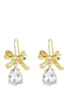 Bow Crystal Earring Øredobber Smykker Gold Bud To Rose