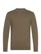 Cotton C-Neck Tops Knitwear Round Necks Khaki Green GANT