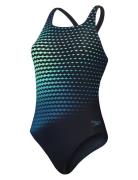 Womens Digital Printed Medalist Sport Swimsuits Blue Speedo