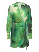 Printed Bow Dress Kort Kjole Green Mango