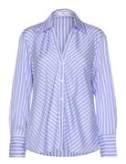 Striped Flowy Shirt Tops Shirts Long-sleeved Blue Mango