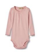 Rib Body L/S Lotta Bodies Long-sleeved Pink Wheat