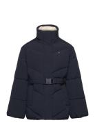 Teddy Collar Mid Lenght Puffer Fôret Jakke Navy Tommy Hilfiger