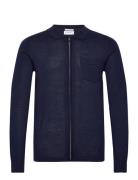 Merino Polo Collar Cardigan Tops Knitwear Full Zip Jumpers Navy Lindbe...