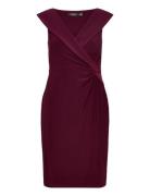 Jersey Off-The-Shoulder Cocktail Dress Kort Kjole Burgundy Lauren Ralp...