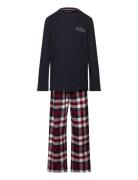 Ls Pj Straight Set Flannel Print Pyjamas Sett Multi/patterned Tommy Hi...