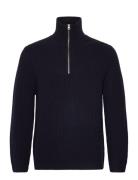 Half Zip Wool Knit - Navy Tops Knitwear Half Zip Jumpers Navy Garment ...