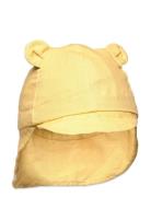 Gorm Linen Sun Hat With Ears Solhatt Yellow Liewood