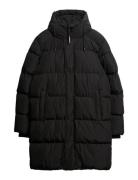 Hooded Sports Puffer Mid Jkt Ullfrakk Frakk Black Superdry