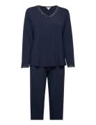 Bamboo Long Sleeve Pyjamas With Lac Pyjamas Navy Lady Avenue