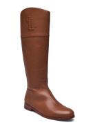 Justine Burnished Leather Riding Boot Høye Støvletter Brown Lauren Ral...