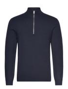 Ecovero Half Zip Knit Tops Knitwear Half Zip Jumpers Navy Lindbergh