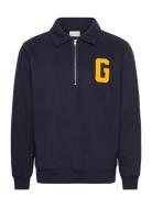 Graphic Fleece Half Zip Tops Knitwear Half Zip Jumpers Navy GANT