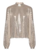 Maia Sequin Blouse Tops Blouses Long-sleeved Gold Twist & Tango